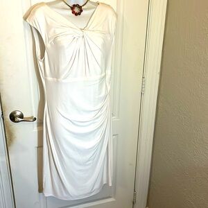 Ralph Lauren size 14 cream dress. Gathered bodice midi length.